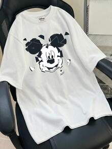 Disney 复古街头风T恤，饰有米老鼠标志印花，采用优质面料制成。男士圆领短袖T恤。 - 白色 - 查看 1