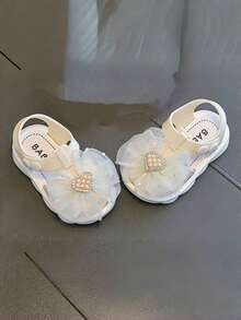 Sandalias planas con decoración de lazo con cuentas para niñas - Blanco - Ver 5