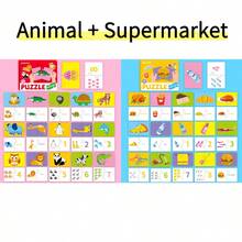 Juguetes educativos de emparejamiento | Emparejamiento de patrones, emparejamiento de palabras, emparejamiento de números, rompecabezas planos, tarjetas de aprendizaje para niños, libros de bolsillo, regalos multicolor de Año Nuevo, materiales de aprendizaje de inglés - Multicolor - Ver 15