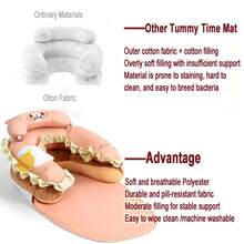 2 In 1 Tummy Time Mat And Seated Support, Adorable Detachable Support Toys, For Development Of Strong Head And Neck, Newborns And Older Babies 0-36 Months Birthday Gifts - 橘色 - 查看 3