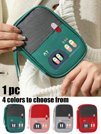 Portable Medical Kit Printed With Medication Bottle Letters | Waterproof Large Capacity First Aid Kit For Travel, Home, Dormitory, Car & Emergency | Essential For Students, College Dorm, Family Use, Nurses, Outdoor Adventures | Includes Storage Bag For Pills, Bandages, Medicines, Supplies | Compact, Lightweight, Survival Kit, Daily Healthcare Organizer