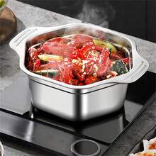 1个不锈钢加厚家用多功能火锅盆，不锈钢家用多功能蔬菜清洗盆，新款韩式小龙虾串盆，六角汤锅，防漏盆 - 彩色 - 查看 2