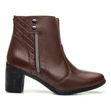 Women's Ankle Boot With Chunky Heel, Soft, Comfortable, Winter New Arrival - Rust Brown - View 3