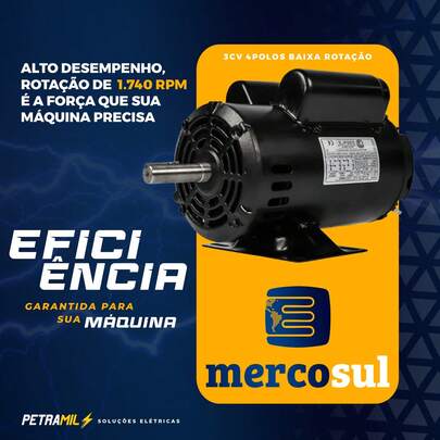 Motor Elétrico 3CV Baixa Rotação IP21 127/220V – Profissional, Forte e Resistente (LN151461401)