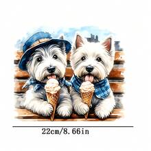 2pcs West Highland Terrier Heat Transfer Patches, Suitable For T-Shirts, Jeans, Sweaters, Handbags, Pillows, Cushions, Washable And Ironable - L+S - View 3