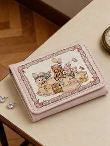 1pc Spring Picnic Series Rabbit & Bear Design Compact Wallet, Multi-Card Slots & Coin Purse - Multicolor - View 11