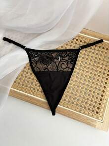Customized Thongs Name,Women G-String Panties Crystal Letters Sexy Waist Chain Personalized Custom Name T-Back Tanga Underwear Beach Pool Bikini ,For Wife Girlfriend Birthday Gift Valentine's Day Christmas Gift,Adjustable Waist Circumference-1PC - màu đen - Xem 5