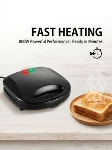 SOKANY 08112 三明治机 家用早餐机 煎吐司神器 不粘涂层煎炸机 水锁纹路设计 口感柔和 - 黑色 - 查看 5