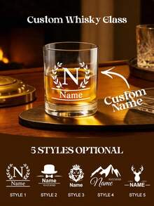 1pc Custom Glass, Custom Photo Whiskey Tumbler Glass, Custom 300ml Whiskey Glass With Text, Custom Glassware With Text, Custom Gift, Personalized Text Whiskey Glass, Personalized Whiskey Glassware, Personalized Whiskey Tumbler With Name - Style 4 - View 7