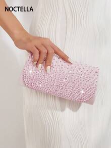 Noctella 这款闪亮的粉色手拿包饰有水晶，采用优雅的褶皱设计和闪亮的水晶点缀，是正式场合、派对和约会的理想之选。也是送给女性的完美礼物。 - 粉色 - 查看 1