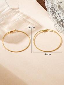 1 Pair Stainless Steel Simple Large Hoop Earrings, Suitable For Daily Wear. Hypoallergenic Minimalist Style Lightweight Metal Circle Earrings, Fashion Casual Daily Wear Accessories Suitable For Party Vacation Street Snap, European American  Oversized Hoop Earrings 2025 - 黃金 - 查看 4
