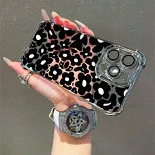 1 Stück, schwarzes Blumenmuster, einfaches, stilvolles, quadratisches Handyhülle für iPhone 11/12/13/14/15/17/Air/Pro/Plus/Pro Max und Galaxy S22/S223/S84/S25/Ultra/FE/EDGE. Geeignet als Geschenk für Freunde oder Valentinstagsgeschenke. - Verschiedenfarbig - Übersicht 7
