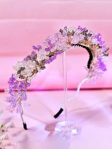 1个粉色水晶发箍，优雅星空设计，甜美公主风，适合新年、婚礼、节日礼物、派对、日常佩戴 - 粉色 - 查看 7