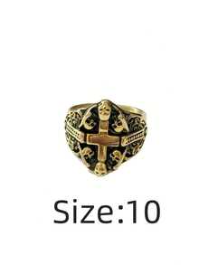 1 chiếc nhẫn hình thánh giá Gothic bằng thép không gỉ, chống nước, không phai màu, phụ kiện trang trí và thiết thực để thể hiện phong cách punk cổ điển cho nam giới. - Nhẫn nam Cross 6 - Xem 16