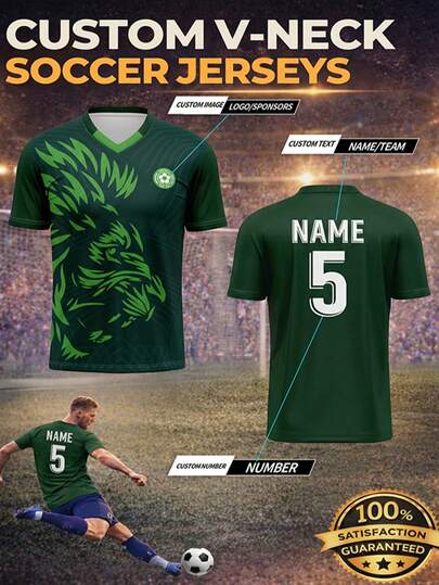 2026 New Men's Soccer Jersey, Customizable With Name, Number, Logo, Team Sponsor, V-Neck Short Sleeve Shirt, Match Football Uniform, Sports Training Tee, Moisture-Wicking Breathable Fabric, Suitable For Team Matches, Training, Sports, Casual Wear, Cheering, Gifts For Holidays, Spring/Summer Soccer Season, Fashionable