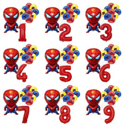 Hero  Latex Aluminum Balloon Birthday Party Decoration, Happy Birthday Balloon Combination Perfect Birthday Gift Gender Reveal Party Wall Decoration Balloon Set