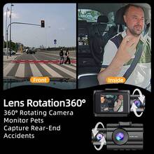 Triple Dash Cam 4K Front & 1080P Rear/Interior, 3 Channel Car Camera With 32GB Card, IR Night Vision, 24/7 Parking Surveillance, G-Sensor, Loop Recording, For Cars, Trucks - 4K Dash Cam+32G Card - 查看 5