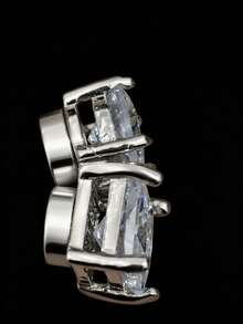 1 Đôi khuyên tai nam có nam châm, mạ bạch kim, đính đá Cubic Zirconia, kiểu kẹp không cần xỏ lỗ. - Bạc - Xem 4
