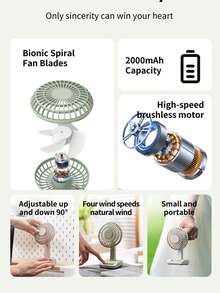 ViSSKO 5-Speed Retro Desk Fan | Unique Natural Wind Mode Simulates Outdoor Feeling, Adjustable Tilt Angle, Quiet Operation 0.2-0.9A, A Silent & Cooling Companion For Study Room & Office - Multicolor - View 10