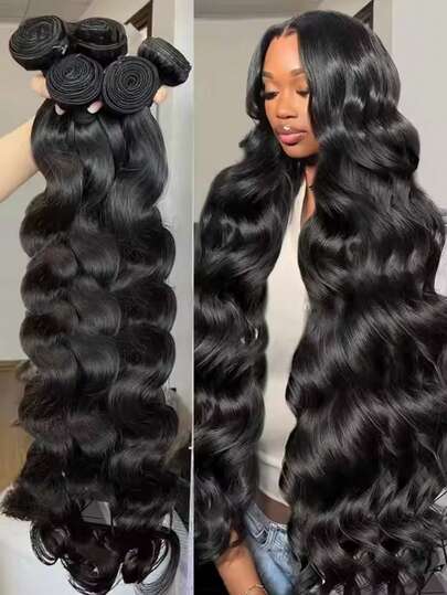 CEXXY Paquete de cabello humano virgen brasileño de calidad 12A, tejido con ondas corporales, color natural, sin procesar, Remy, extensiones de cabello con doble trama, extensiones para coser, sin pérdida de cabello, suavidad natural, liso y brillante.