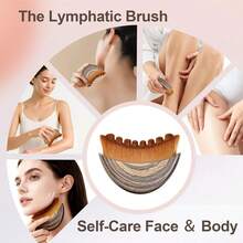1pc Lymphatic Texture Face Gua Sha Brush, Dry Brushing Massager Helps Contour And Jawline Shaping - Ergonomic Design Precisely Fits Skin And Relieves Fatigue, Made Of Durable And Soft Natural Bristles, Hypoallergenic Ergonomic Face Cleansing Brush - Multicolor - View 7