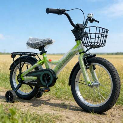Rower rekreacyjny w losowym kolorze, opcje 12-18 cali, z kółkami treningowymi i koszykiem, rower dojazdowy