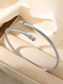 Set de 3 pulseras de mujer de plata, con diseño de trébol de cuatro hojas y flor de la suerte, con cierre retorcido y geométrico, de acero inoxidable resistente al agua, joyas de lujo aptas para uso diario, fiestas y como regalo - Plateado - Ver 6