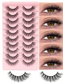 10 Pairs Thick 3D Multi-Layer DD Curly Russian Volume False Eyelashes, High Curl Degree, Dense & Bold Whole Piece Eyelash Extensions - russian strip lashes - View 1
