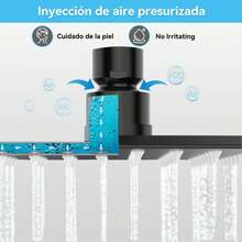 Conjunto de ducha de alta presión Luxury Rainfall: cabezal de ducha cuadrado ultrafino de acero inoxidable de 20 cm, con brazo de ducha de 30 cm y dos manivelas en negro mate (válvula no incluida). - Negro mate - Ver 6