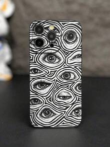 Painted Eye Design Minimalist Stylish Creative Shockproof Phone Case Compatible With IPhone 17/17 Pro/17 Pro Max, 16/11/16 Pro/16 Plus/16 Pro Max/16e, 15 Pro Max, 13/14/12/XS/XR/7G/8P, Galaxy S25/S25 Plus/S25 Ultra, A16/A36/A26/A56/A50/A12/A32 - Multicolor - View 6