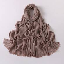 1件春夏新款穆斯林头巾，柔软透气条纹渐变莫代尔面料 - 彩色 - 查看 9