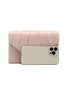 Valentine's Day Gift Heart-Shaped Metallic Chain Glitter Clutch Bag, Envelope Bag For Party, Wedding, Casual Use - Pink - View 5