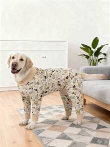 Bộ đồ ngủ/quần áo cho chó cỡ lớn, mềm mại, thoải mái, co giãn, in họa tiết toàn thân. - Màu Khaki - Xem 14