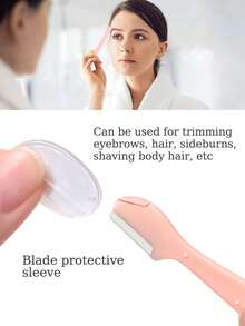 40/30/24/20/12/6/3/1pc Eyebrow Trimmer, Multifunctional Eyebrow Trimmer, With Protective Cover, Shaver, Makeup Remover And Depilatory Device, Body Hair Remover, Exfoliating And Exfoliating Tool, Stainless Steel Eyebrow Trimmer With Precision Cover - Baby Pink - View 5