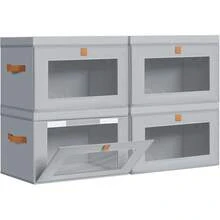 Storage Bins With Lids - 4 Pack Large Fabric Closet Organizer With Window & Handles, Collapsible Decorative Storage Boxes For Shelves Under Bed, Books Clothes Blankets Sweaters Organization - Gray - View 6