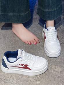 1双男女通用经典白色运动鞋，休闲情侣滑板鞋，新款春秋季真皮运动休闲鞋 - 蘭紅 - 查看 6