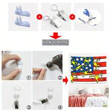 1pc Bedroom Decor Keith Haring American Flag With Yellow Figures Tapestry, Decorative Wall Hanging Tapestry For Bedroom, Lotus Spiritual Tapestry, Beach Mat, College Dorm Home Decor Hanging Cloth Gifts Birthday Graduation - 1PC - 查看 4