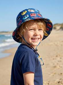 儿童新款汽车印花遮阳帽，可调节抽绳，适合3-8岁男孩，春夏休闲防晒帽 - 1PC - 查看 6
