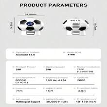 Projetor Portátil Led Smart Bola de Futebol 4K Android 13 Wifi 5g 80 mil Hrs Vida Útil - Primicias Qiu - Branco - Visão 9