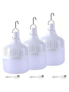 Paquete de 3 Piezas de Lámpara Foco Led Portátil Recargable Emergencia Usb Blanco. 80 W, con 3 Modos de Luz - Blanco - Ver 9