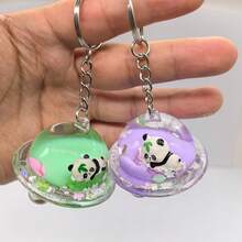 Acrylic Spaceship & Panda Keychain, Opaque Milk Tea Color Liquid, Cute Shiny Bag Charm Keyring, Holiday Gift For Friends, Innovative Car Key Chain Accessory, Available In Multiple Colors - Spaceship - View 4