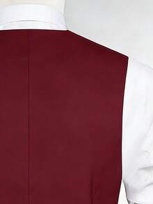 Men's Solid Color Single-Breasted Casual Commuter Business Vest - Burgundy - View 4