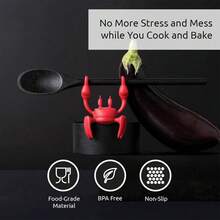 Red Crab Silicone Utensil Stand, Heat Resistant Spoon Chopstick Holder, Steam Release Kitchen Gadget, Fun Practical Home Cooking Gift - Đỏ - Xem 4