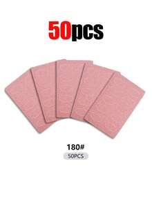 50片粉色指甲打磨垫和钢制推杆套装 | 180目自粘抛光锉，用于指甲打磨和抛光 | 适用于贴片式美甲和俄式美甲 | 返校必备美甲用品 - 彩色 - 查看 11