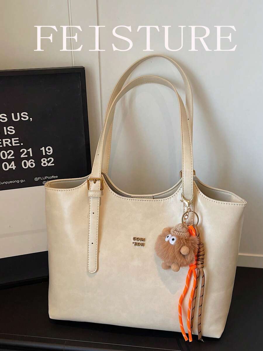 Bolso de hombro de gran capacidad para uso diario y viajes, bolso de moda con cierre magnético y colgante, adecuado para salidas diarias, citas y viajes