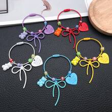 1pc Wire Bow Bear Heart Shaped Retractable Keychain, Cute Cable Keychain, Bag Charm, Wallet Pendant - Bow - View 8