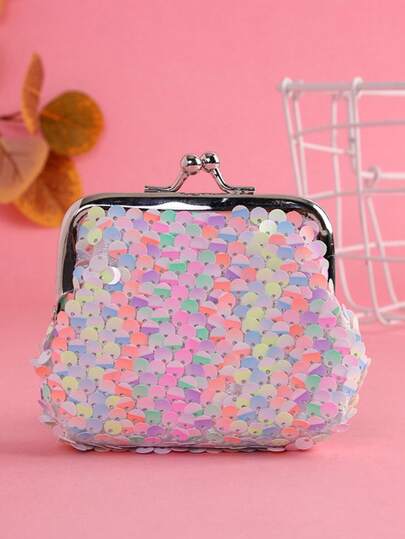 1 pieza Monedero con lentejuelas coloridas reversibles, cartera con cierre a presión portátil, bolsa de 3 pulgadas, regalo para la mejor amiga