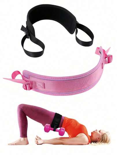 1pc Upgraded Glute Resistance Band, Pink/Black Non-Slip Padded Booty Band For Squats, Comfortable & Wider & Longer Non-Slip Pad, Home Fitness Glute Bridge Waist Belt, Weighted Glute Activation Band, Hip Support Pad, Unisex