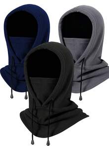 男女通用滑雪面罩拉法帽，抓绒冬季防风连帽围巾帽保暖面罩颈部保暖罩 - A - 查看 1