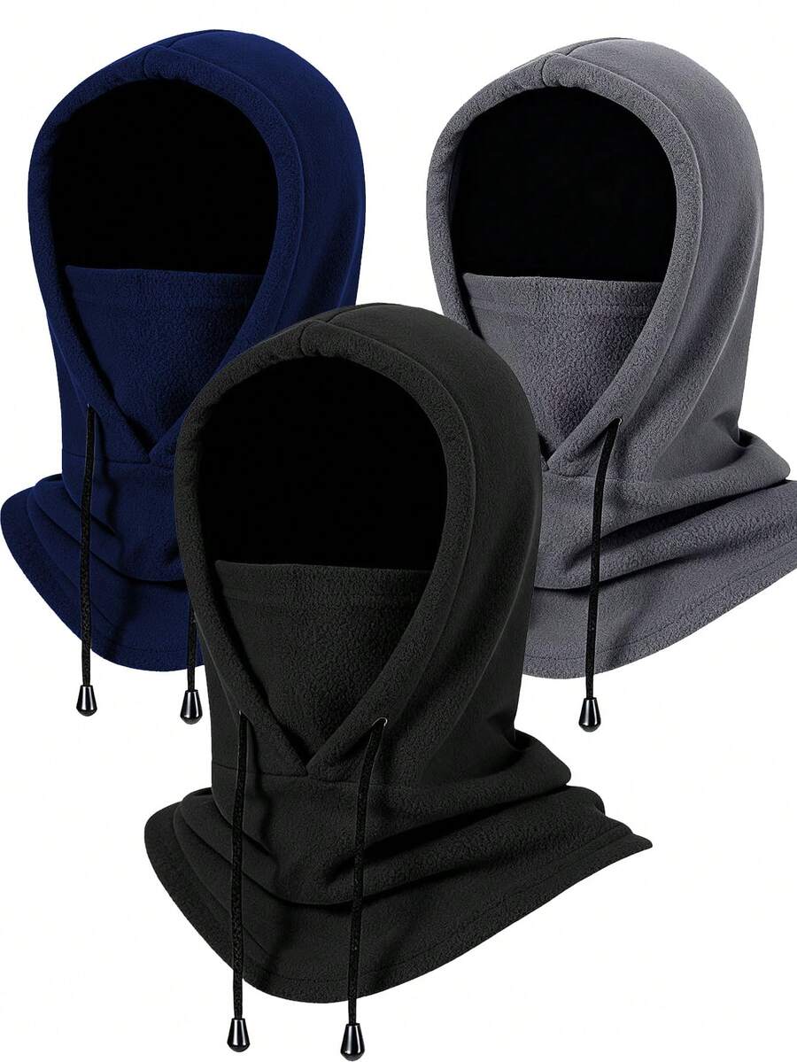 男女通用滑雪面罩拉法帽，抓绒冬季防风连帽围巾帽保暖面罩颈部保暖罩 - A - 查看 1